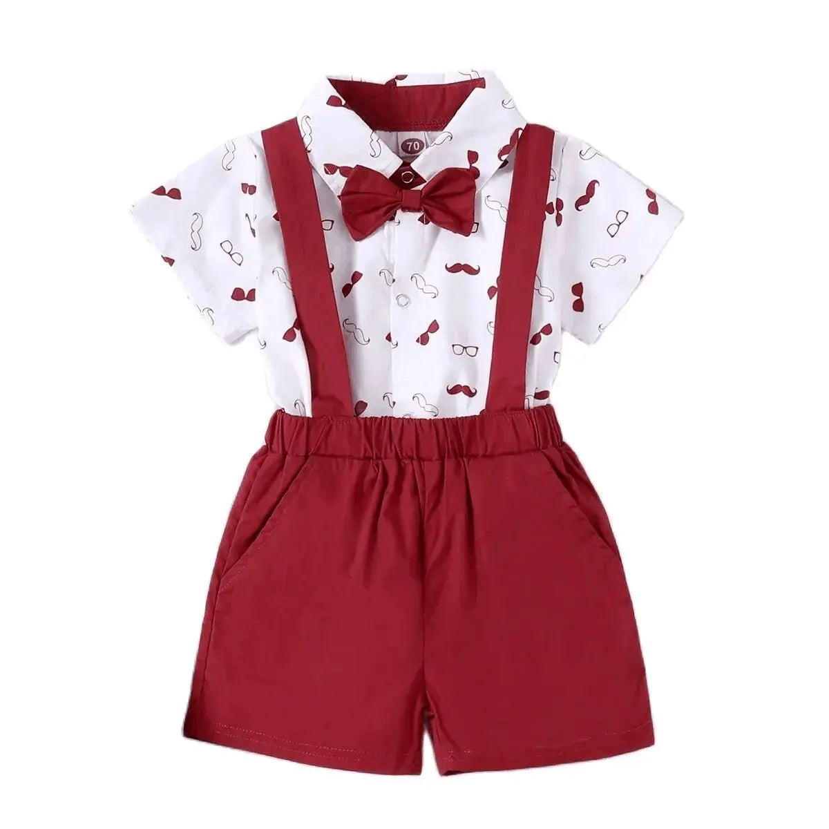 0-24 Months Baby Boys Costumes Short Sleeve Bodysuit with Bow + Suspender Pants Fashion Parties Festivals Gentleman Clothing Leedoar