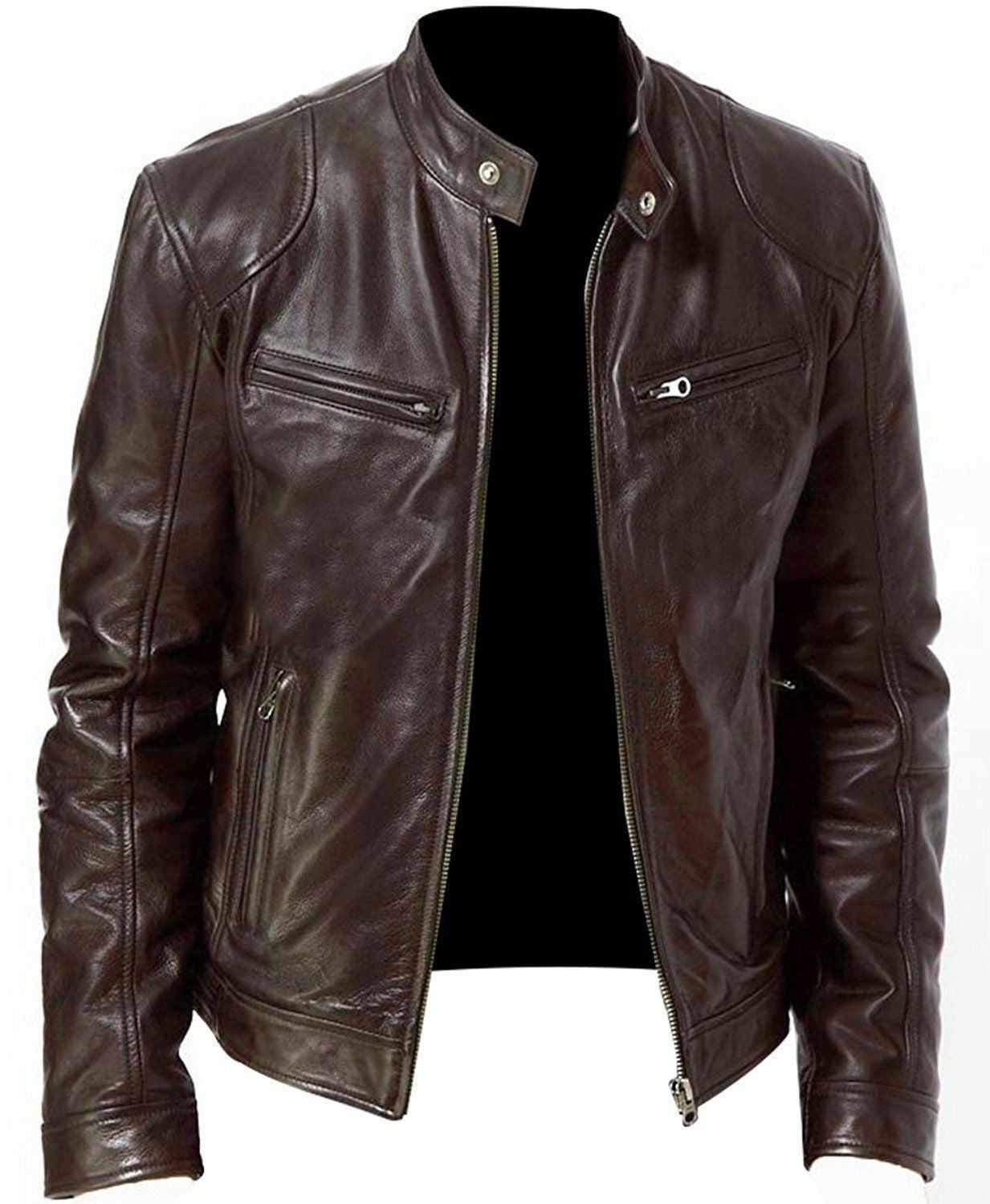 Motorcycle Leather Jackets Man Casual Fashion Motorcycle Coat Slim Fit Lapel PU Jackets Autumn Anti-wind Leather Coat Male