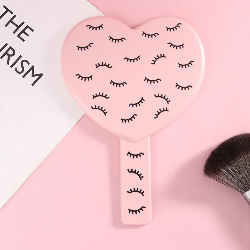 1 Pcs High Definition Handheld Heart-shaped Eyelash Mirror Eyelash Inspection Mirror Makeup Gadgets Vanity Mirror Girl Gifts Leedoar