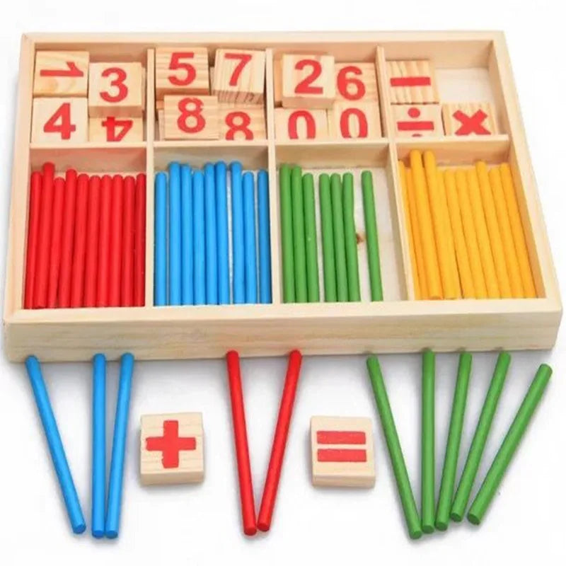1 Set Wood Educational Teaching Aids Number Math Calculate Game Colorful Counting Sticks Kids Learning Education Toys Leedoar