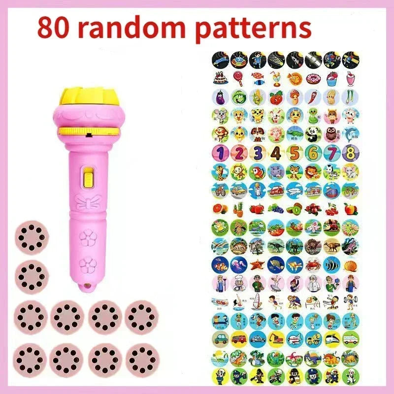 10 Cards Cartoon Projection Flashlight 80 Patterns Creative Children Flashlight Toy Projector Baby Toys Bedtime Story Book Toy Leedoar