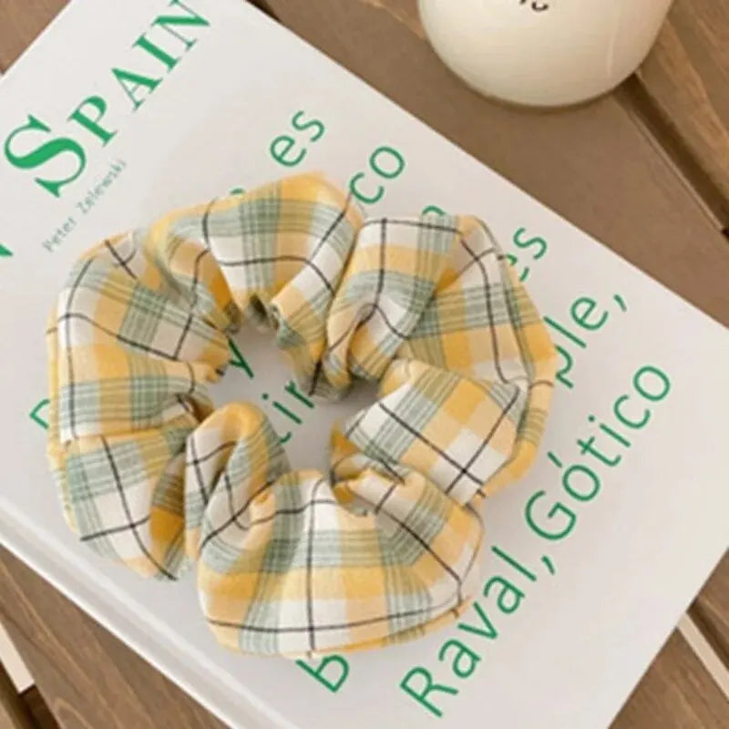 10 Pcs Small Fresh Crushed Lattice Hair Band Fashion Cloth Tie Hair Leather Band Mori Girl Department Cute Headdress Leedoar