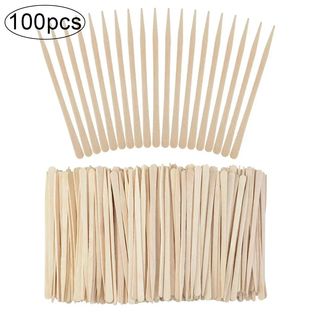 100PCS Woman Wooden Hair Removal Stick Disposable Depilation Spatula Wax Sticks Wood Face Eyebrows Waxing Spatula Beauty Tools Leedoar