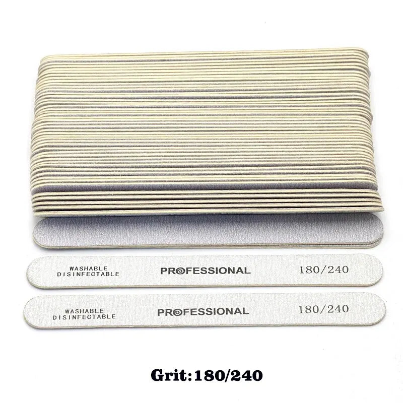 100Pcs Wooden Nail File Professional Sanding Buffer Files 100/180/240 Double Side For Salon Manicure Pedicure UV Gel Tips Tools Leedoar