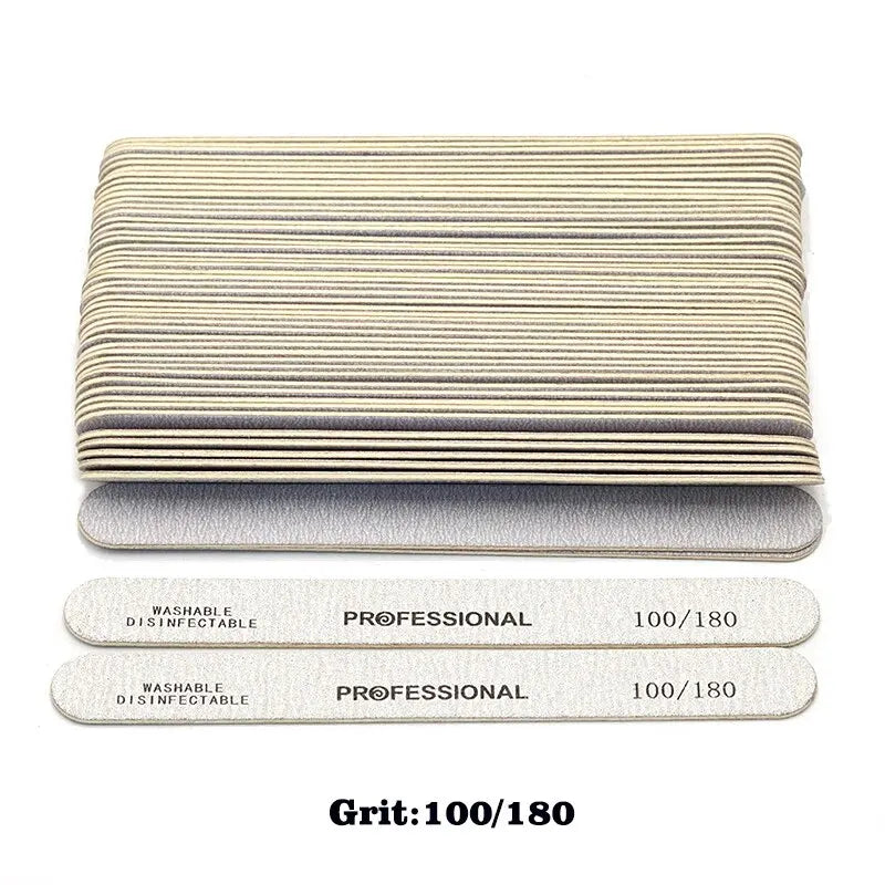 100Pcs Wooden Nail File Professional Sanding Buffer Files 100/180/240 Double Side For Salon Manicure Pedicure UV Gel Tips Tools Leedoar