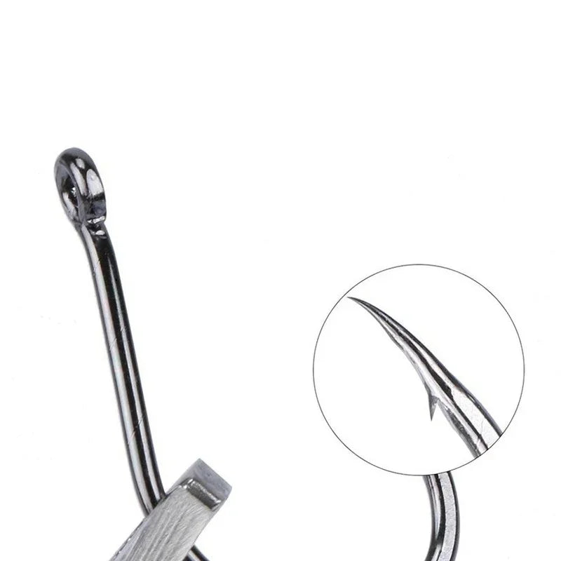 100Pcs/box #3~#12 High Carbon Steel Hooks, Sport Circle Silver Fishing Hooks Leedoar