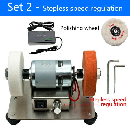 100W Double Grinder Machine Artifact Table Grinder Motor Micro Coarse and Fine Polishing Electric Grinding Wheel Grindig Stone Leedoar