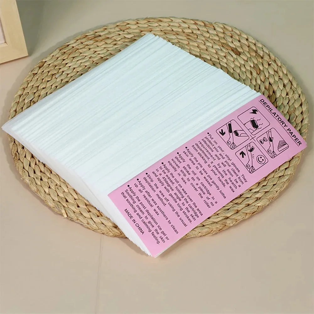 100pcs Hair Removal Wax Paper For Women & Men Nonwoven Wax Strip Paper Roll High Quality Body Leg Arm Lip Hair Removal Epilator Leedoar