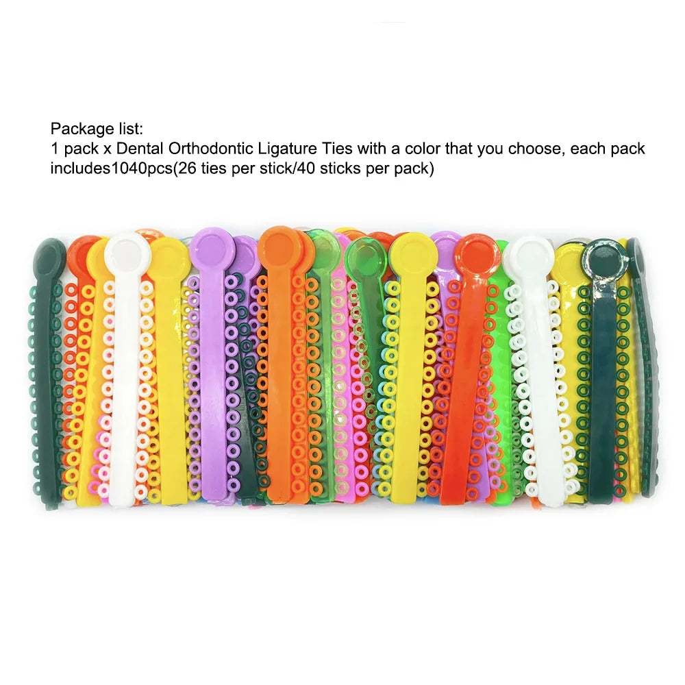 1040PCS/40Sticks Dental Orthodontic Elastic Ligature Ties Colorful Bands for Brackets Braces Orthodontics Treatment Material Leedoar