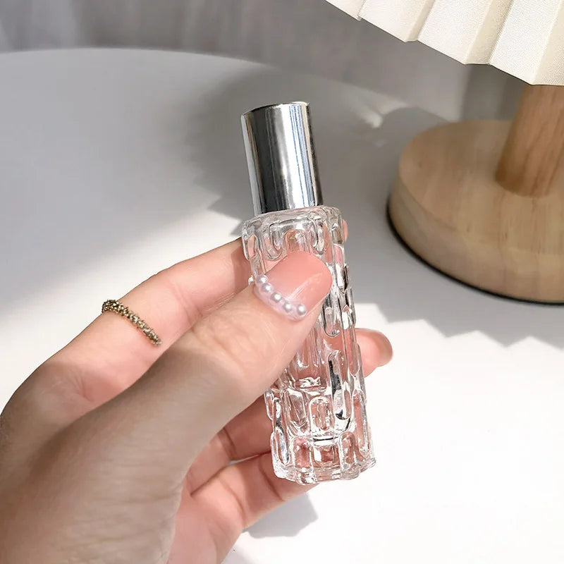 10ml Portable Thick Glass Roller Essential Oil Perfume Bottles Travel Refillable Rollerball Vial Travel Roll On Bottles Vials Leedoar
