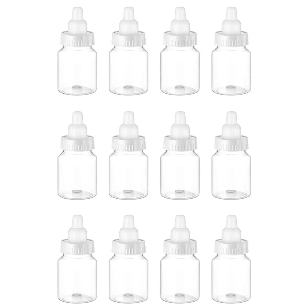 12Pcs Baby Bottle Baby Shower Favor Plastic Candy Bottle Mini Feeding Bottle for Birthday Baby Shower Gift Decor Leedoar