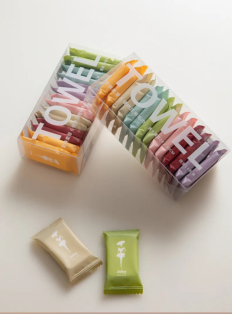 14pcs/box Disposable Washcloth Portable Travel Towel Thickened Compressed Face Cleansing Beauty 24 30cm Square Towel Leedoar