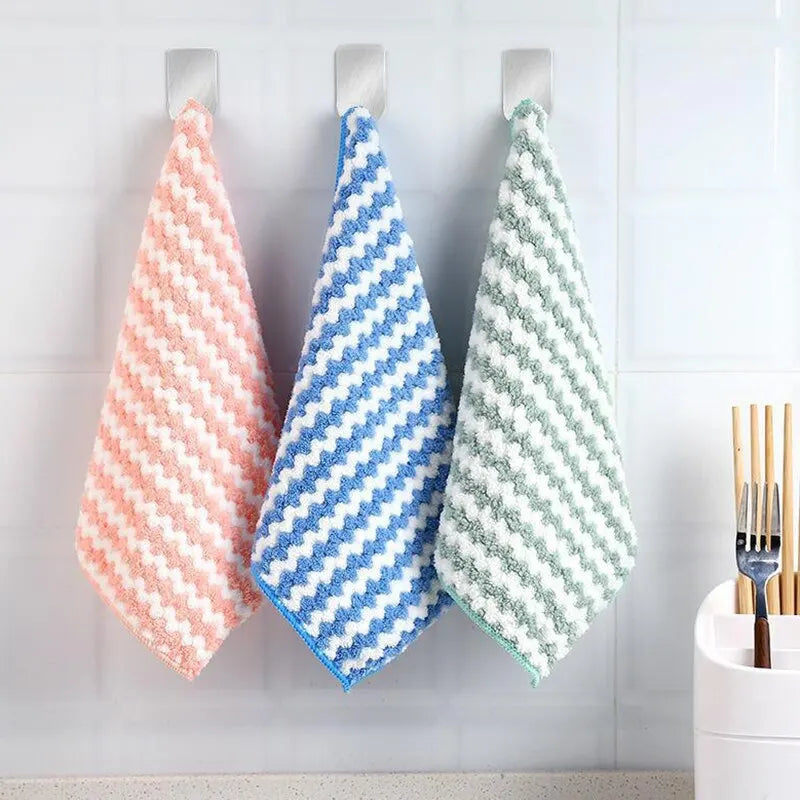 15pcs Coral Fleece Thickened Dish Cloth Does Not Stick To Oil Kitchen Household Absorbs Water Without Shedding Scouring Pad Rag Leedoar