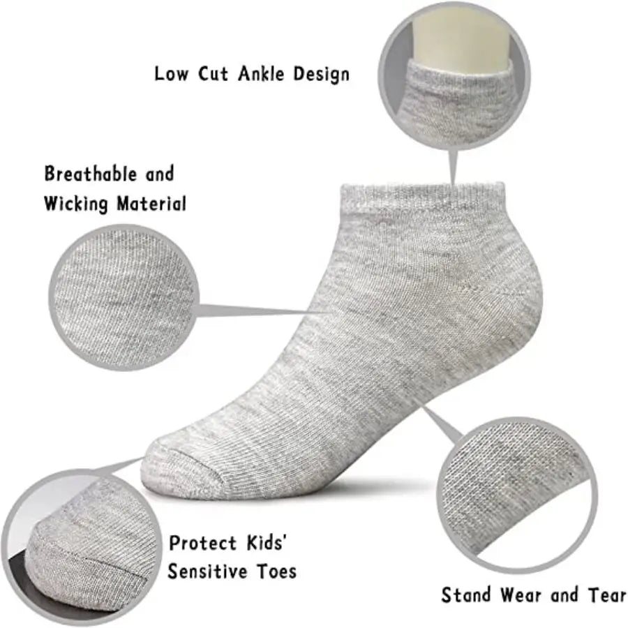 16 Pairs Ankle Socks - Toddler Low Cut Socks - for 1-13 Years Boys Girls School Socks Leedoar