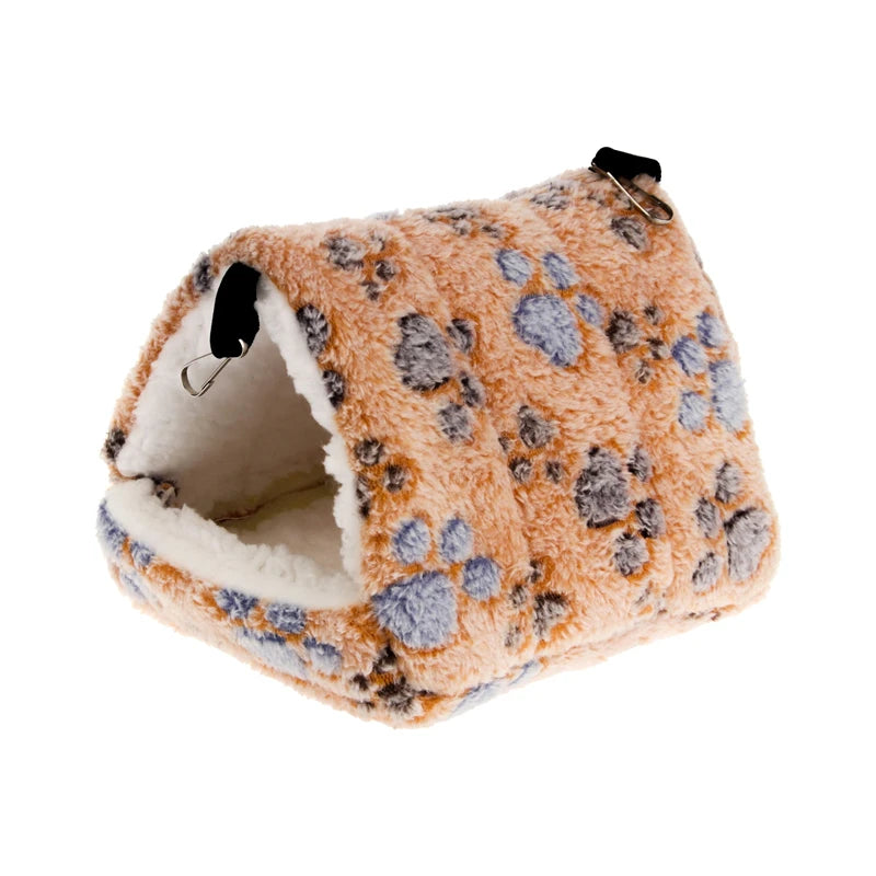 1PCS Coral Fleece Dot Printing Small Foam Pet House Hanging Hamster Bed With Zip For Small Animals Squirrel Parrot Cotton Nest Leedoar