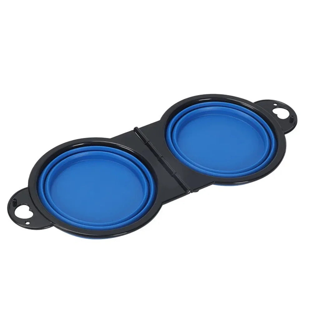 1PCS Foldable 2-in-1 Pet Dual Bowl Portable Dog Travel Bowl Foldable Dog Food Bowl Drinking Bowl Outdoor Travel Camping Walking Leedoar
