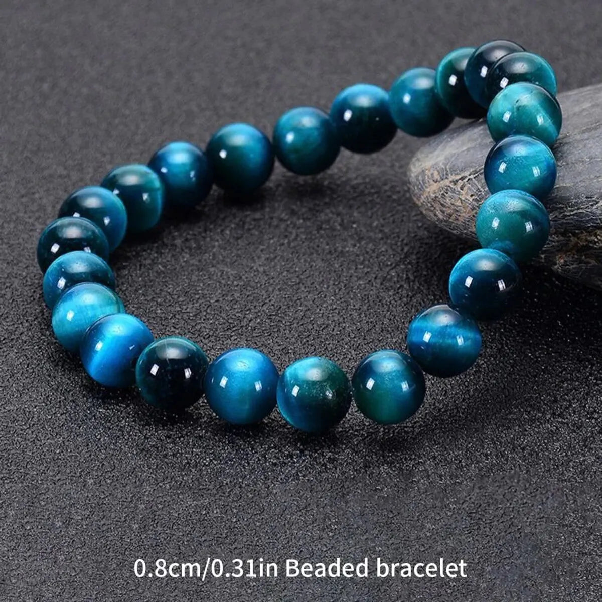 1Pc 6/8/10mm Minimalist Blue Tiger Eye Stone Beaded Bracelet Natural Stone Round Beads Bracelet For Daily Decoration Leedoar
