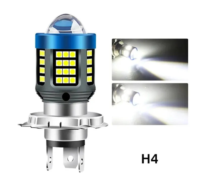 1pc H4 BA20D H6 LED Motorcycle Headlight CSP Dual Color White Yellow Hi Lo Beam Lens Fog Lamp for Motobike Scooter Running Light Leedoar