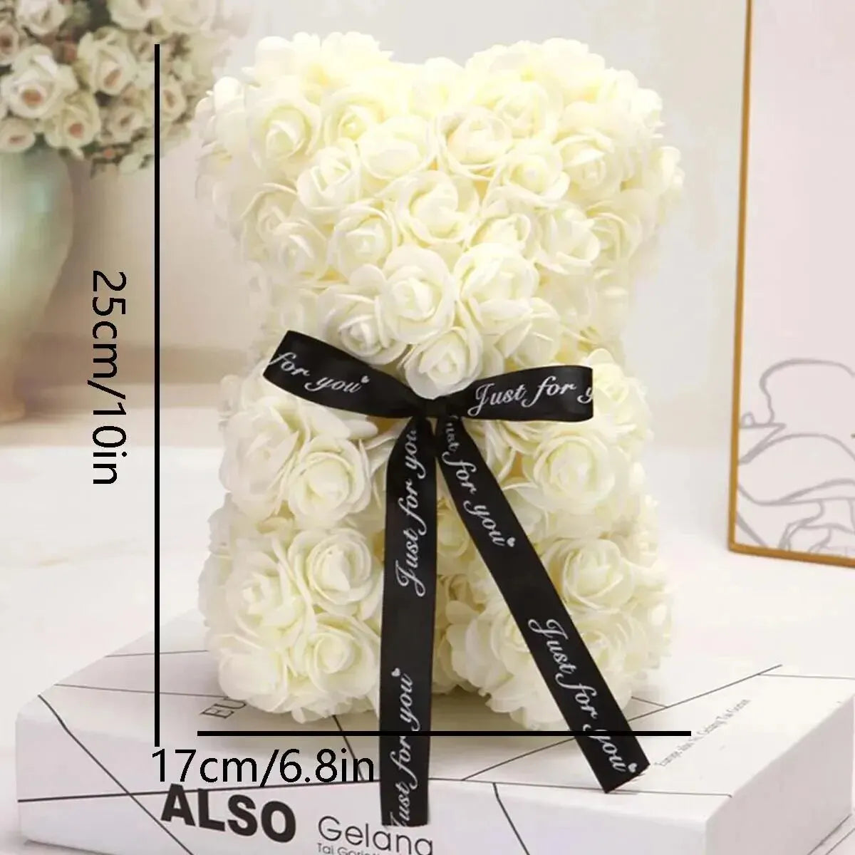 1pc Valentine's Day Gift Creative Rose Bear Gift Box PE Flower Romantic Foam Bear Hug Bear Leedoar