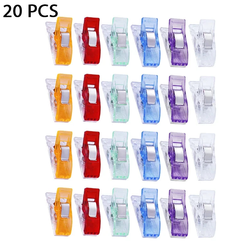 20/10 PCS Garment Clips Multipurpose Sewing Clips Colorful Clothing Pin Positioning Patchwork Knitting Safety Clamps Sewing Tool Leedoar