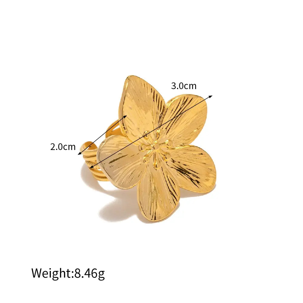 2023 New Stainless Steel Flower Ring For Women Simple Temperament Party Fashion Trendy Charm Waterproof Jewelry Leedoar