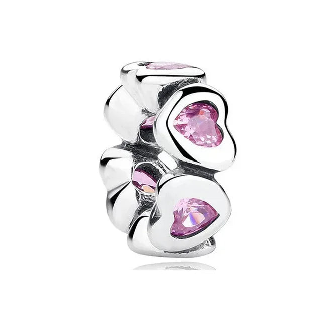 2024 New Sping Pink Bag Pany Flower Caterpillar Diy 925 Sterling Silver Bead Fit Bracelet Bangle Jewerlry Accessories Leedoar