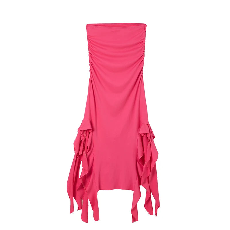 2024 Spring/Summer European and American Fashion Trend Women's New One Shoulder Bra Wrap Hip Slim Fit Irregular Dress Leedoar