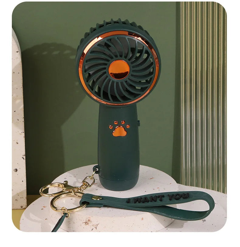 2024 Summer New Mini Mini Fan Cute Cartoon Portable Charging USB Handheld Fan Student Outdoor Fan Leedoar