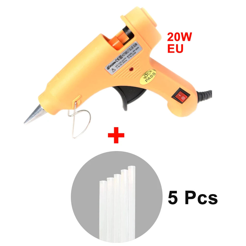 20W Hot Melt Glue Gun with Seal Wax Glue Sticks Household DIY Industrial Guns Heat Temperature Thermo Electric Repair Tool Leedoar