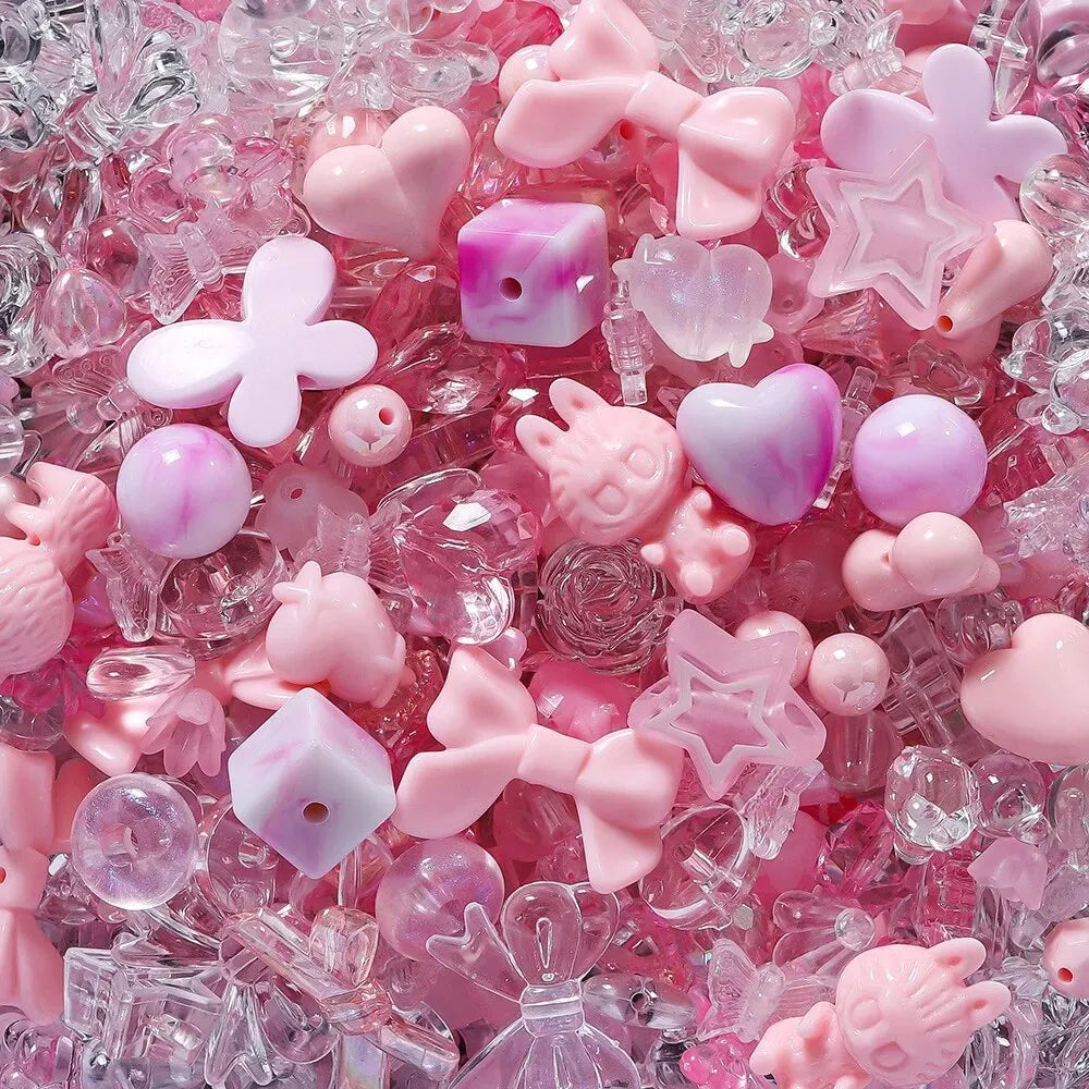 (20g) Acrylic Cute Cherry Bear Rabbit Square Beaded DIY Mobile Phone Chain Necklace Cartoon Accessories Clothing Animal Accessor Leedoar