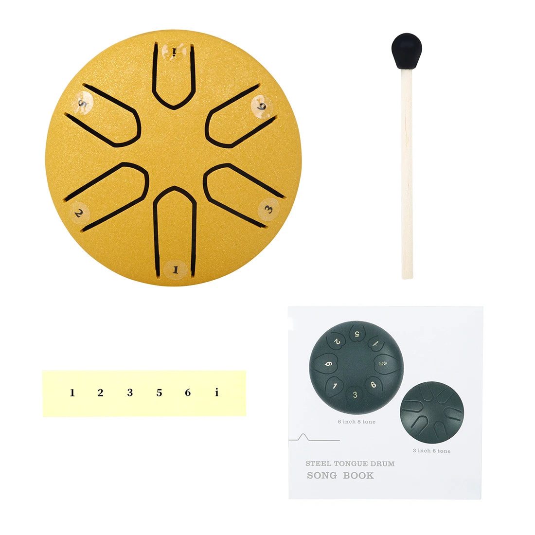 3 Inch 6-Tone Steel Tongue Drum Mini Hand Pan Drums with Drumsticks Percussion Musical Instruments Drum Accessories Leedoar