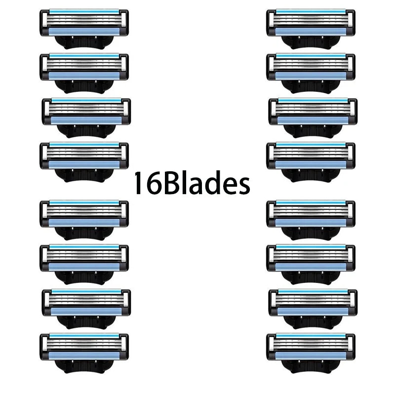 3-Layer Stainless Steel Manual Shaver, Men's Safety Shaver Blade, Sharp Blade Replaceable Blade Leedoar