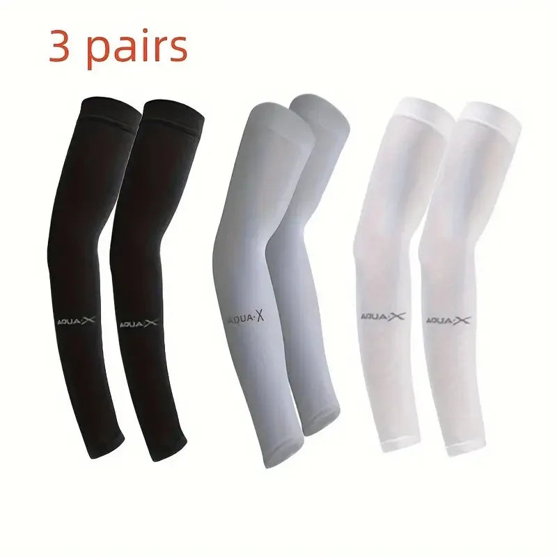 3 Pair of Breathable Sun Protection Sleeves - Breathable & UV Protective Gear for Sports, Driving, & Outdoor Adventures Leedoar