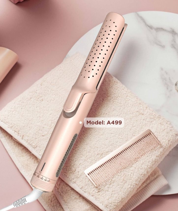 Standard 360° Airflow Styler 2 in 1 Curling Wand & Titanium Flat Iron Cool Air Hair Straightener Iron Professional Hair Curler