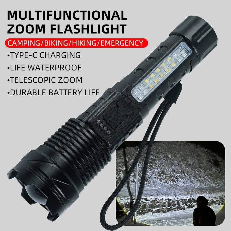 30W P50 COB Strong Light Flashlight Portable Rechargeable Bright House – Leedoar