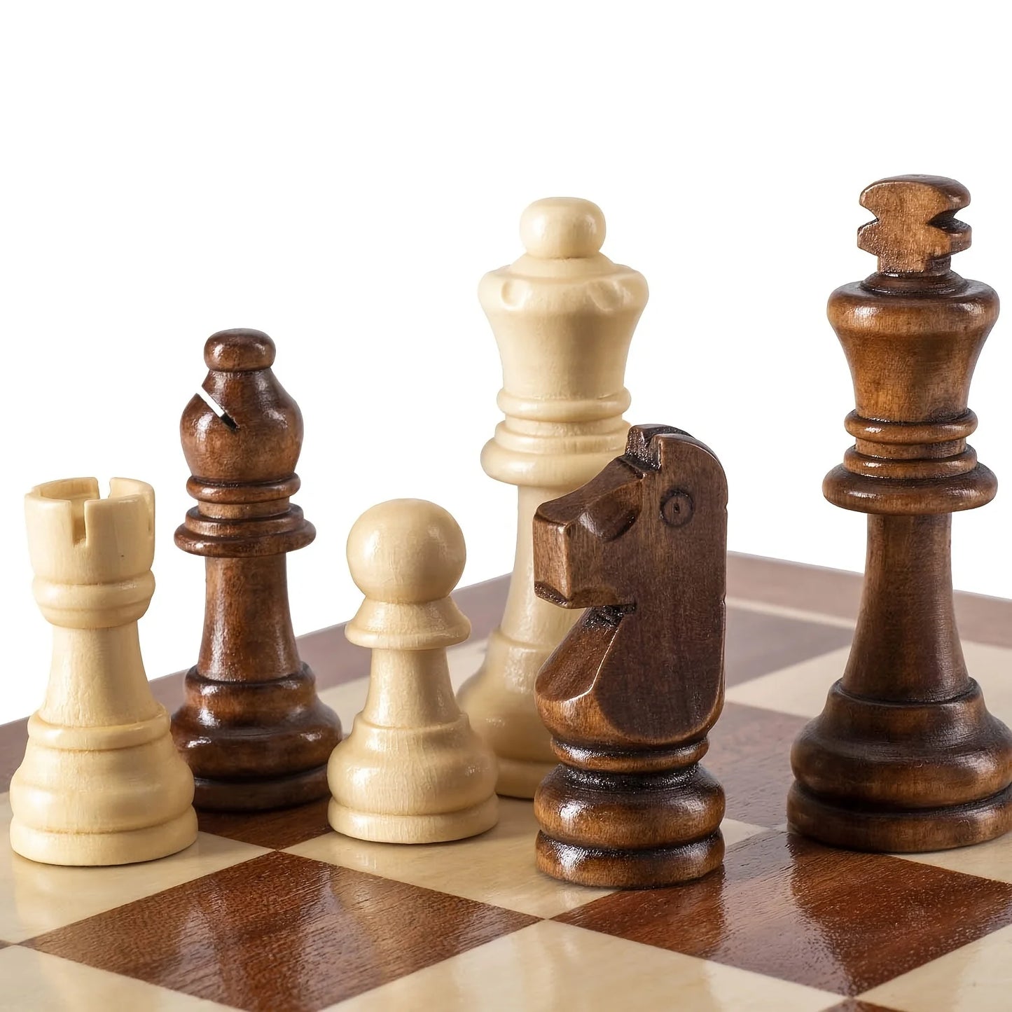 32 Pieses Wooden Chess Standard Tournamen Staunton Wood Chessmen 8cm King Height,Chess Pieces Only No Board Leedoar