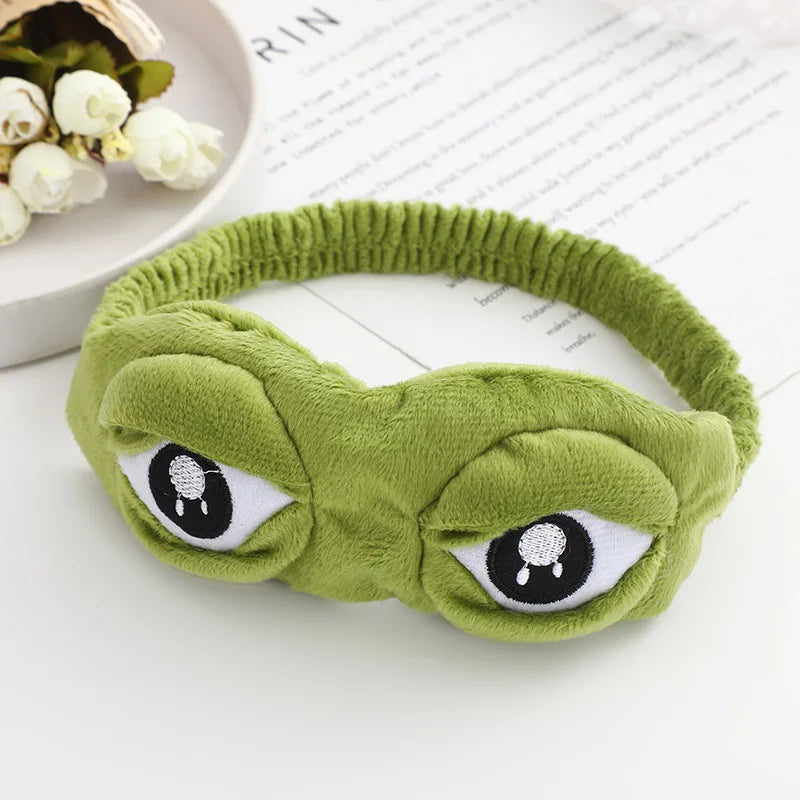 3D Sad Frog Sleep Mask Natural Sleeping Eyeshade Cover Shade Eye Patch Women Men Soft Portable Blindfold Travel Eyepatch Leedoar