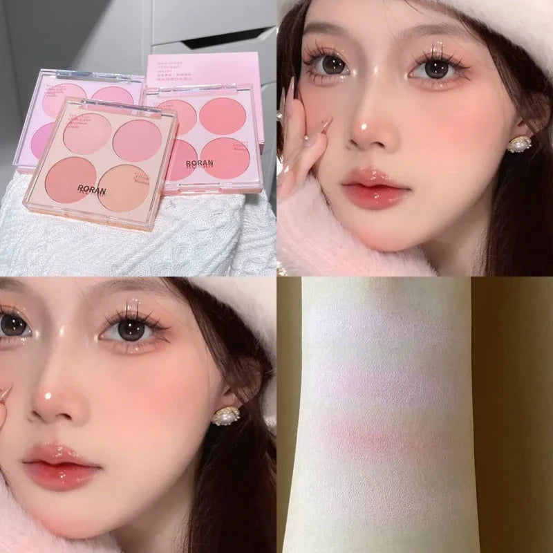 4 Colors Blush Powder Face Makeup Set Mixed Sweet Warm Colors Matte Cheek Powder Facial Beauty Cosmetic Makeup Blush Leedoar