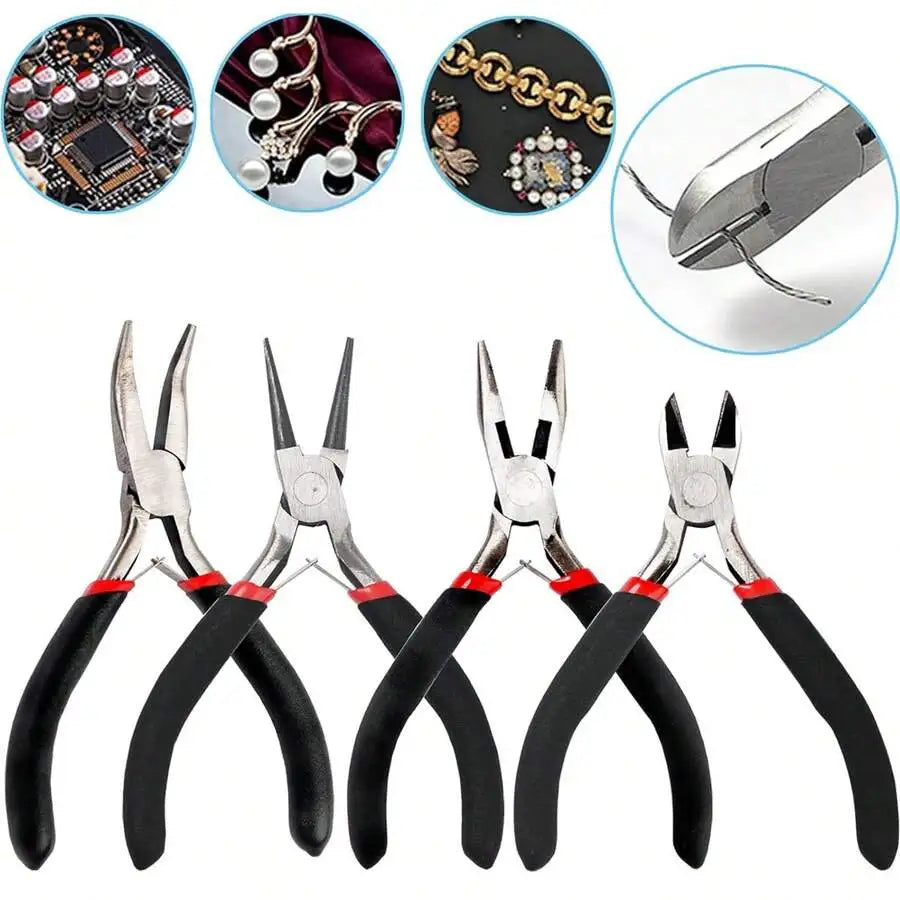 4 Pack Jewelry Pliers Jewelry Making Pliers Tools Kit with Needle Nose Pliers/Chain Nose Pliers, Round Nose Pliers Leedoar