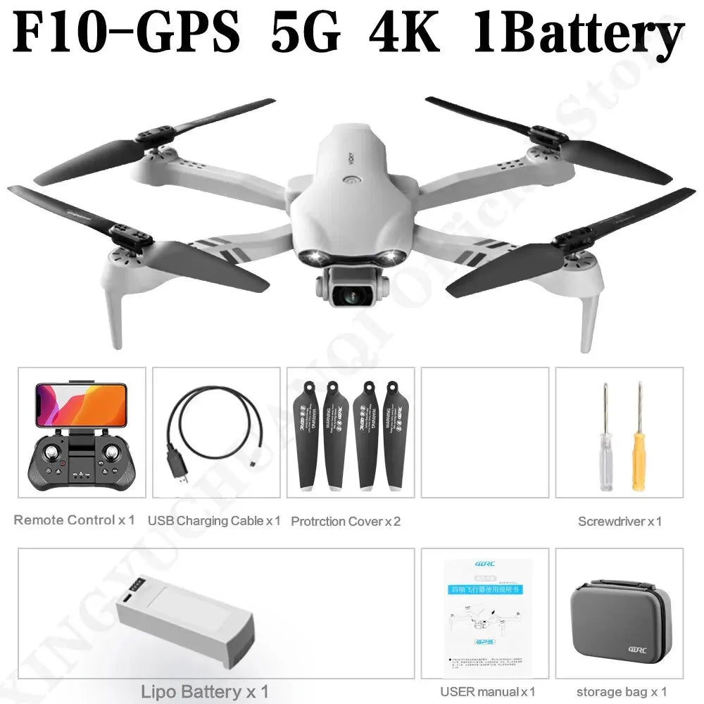 4DRC F10 Drone GPS 4K HD Dual Camera Wide-Angle 5G WIFI Fpv Quadcopter Brushless Motor Foldable Obstacle Avoidance Aerial UAV Leedoar