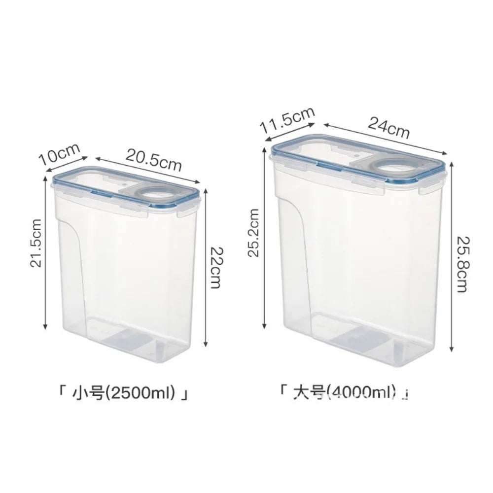 4PCS/Set Plastic Airtight Food Containers 4L/2.5L Capacity Suitable for Cereal Snacks and Sugar Storage Transparent Sealed Tank