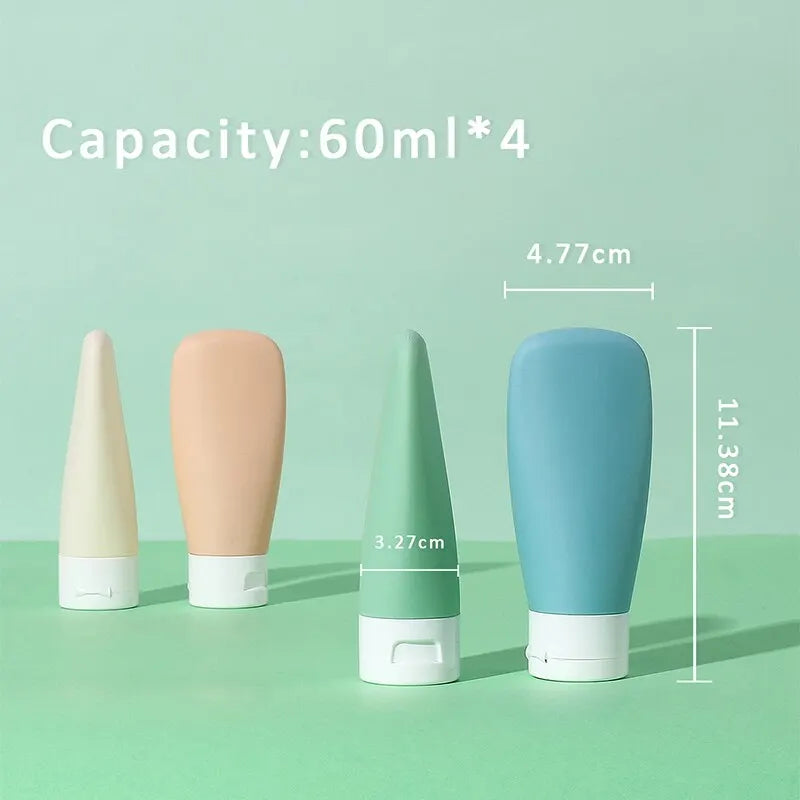 4pcs 60ML Colorful Squeezeable Empty Travel Bottles for Toiletries 2 Oz Leak Proof Lotion Container Leedoar