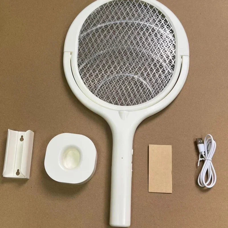5 In 1 Fast Charging Racket Kill Fly Bug Safety Insulated Battery Powered Lamp ABS Adjustable Electric Mosquito Swatter Leedoar