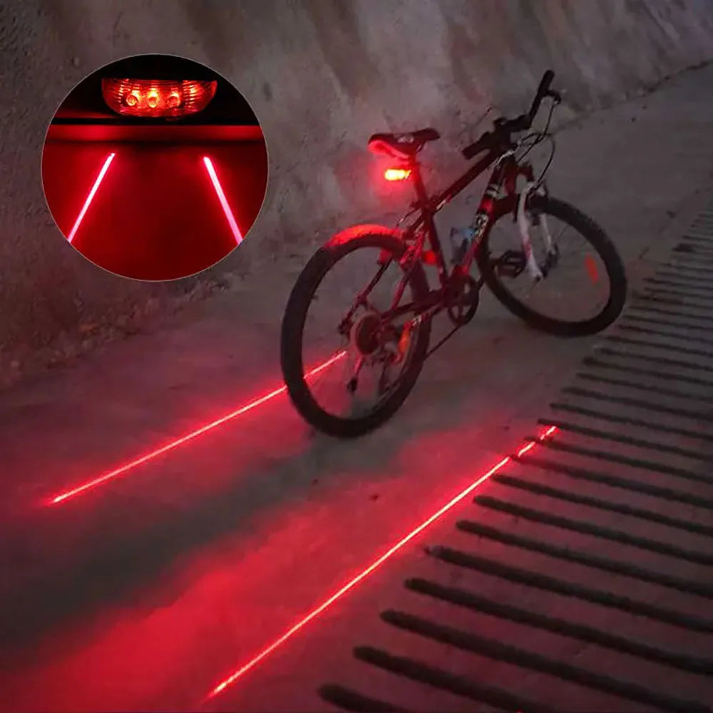 5 LED Bike Tail Lamp Night Riding Laser Light Outdoor Cycling Waterproof Safety Warning Taillight Leedoar