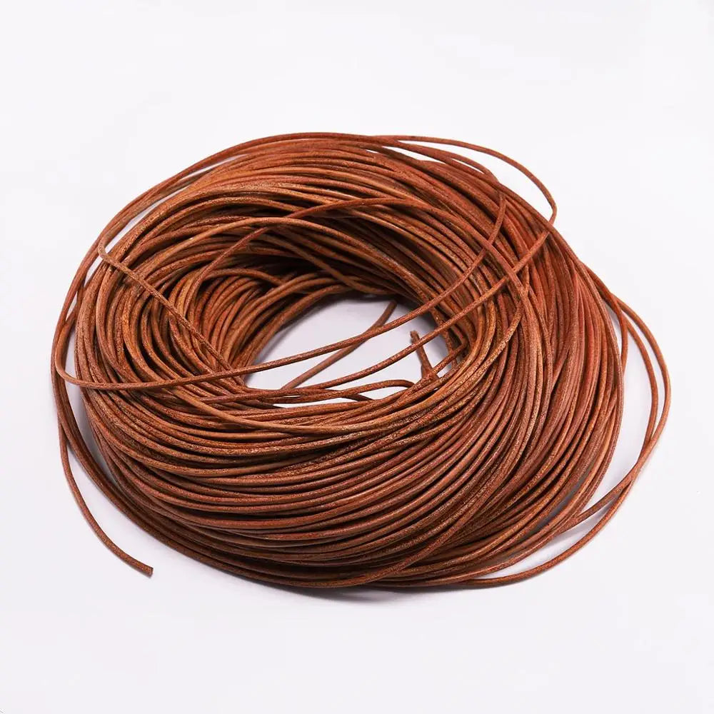 5 Meters/Lot 1-6mm Genuine Cow Leather Round Thong Cord DIY Bracelet Findings Rope String For Jewelry Making Leedoar