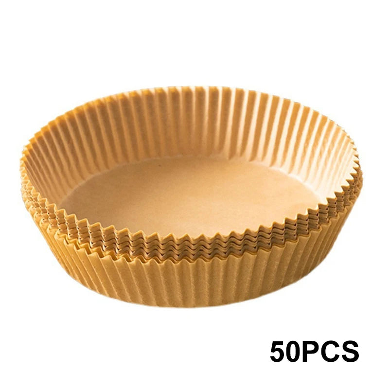 50/100Pcs Air Fryer Disposable Paper Liner Non-Stick Barbecue Plate Round Oven Pan Pad For 16cm Air Fryer Micro-Wave Leedoar