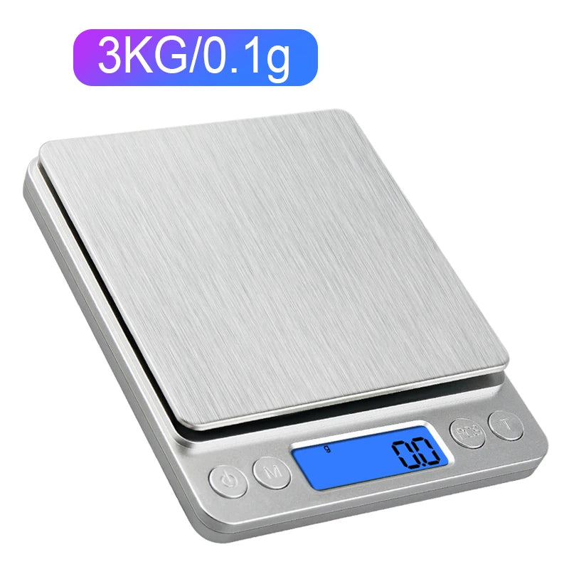 500g/0.01g Jewelry Portable Scale 3kg/0.1g Digital Display Scale Baking Electronic Scale Personal Table Scale Kitchen Food Scale Leedoar