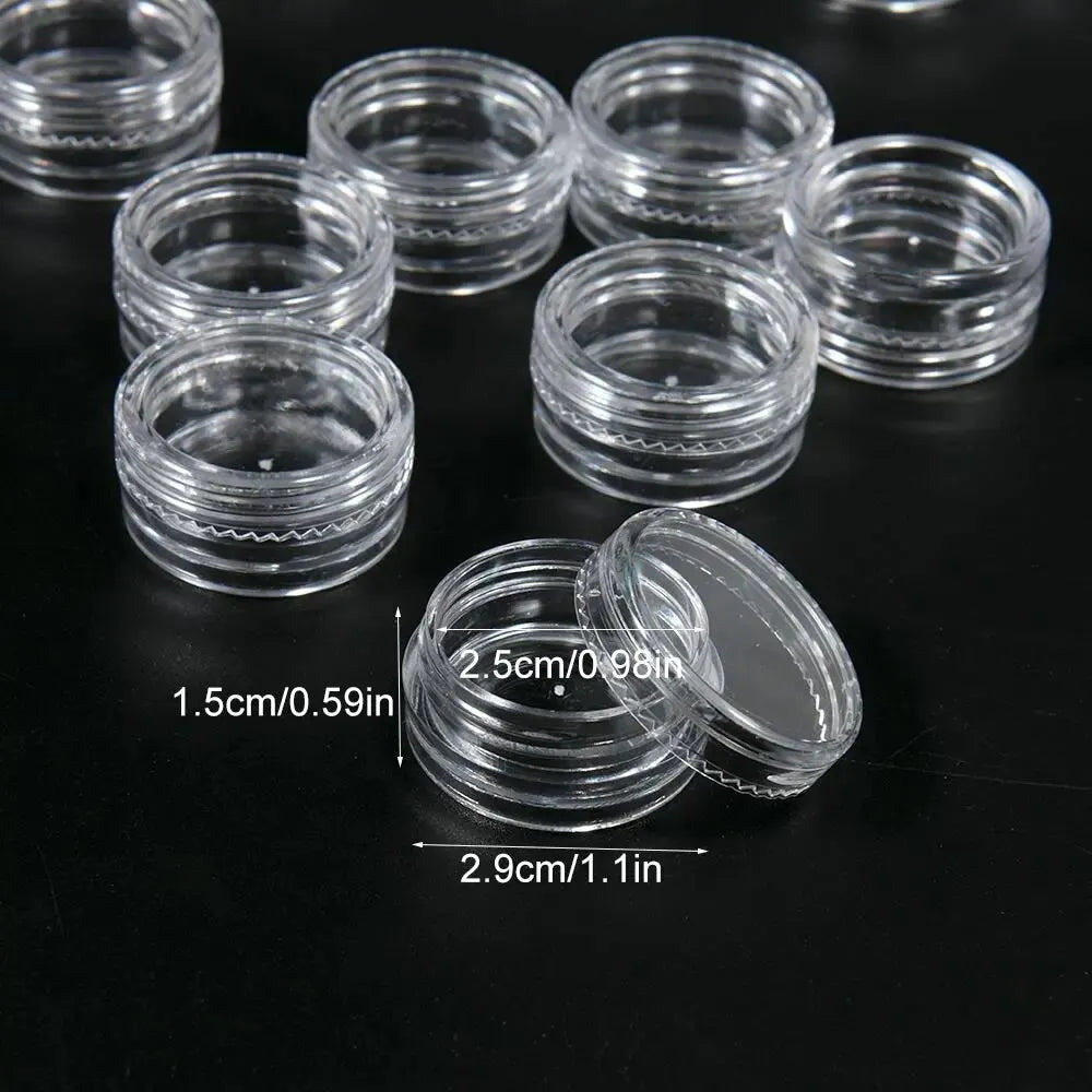50Pcs/set Transparent Plastic Jewelry Bead Storage Box Small Bottom Round Container Jars Make Up Organizer Storage Boxes Leedoar