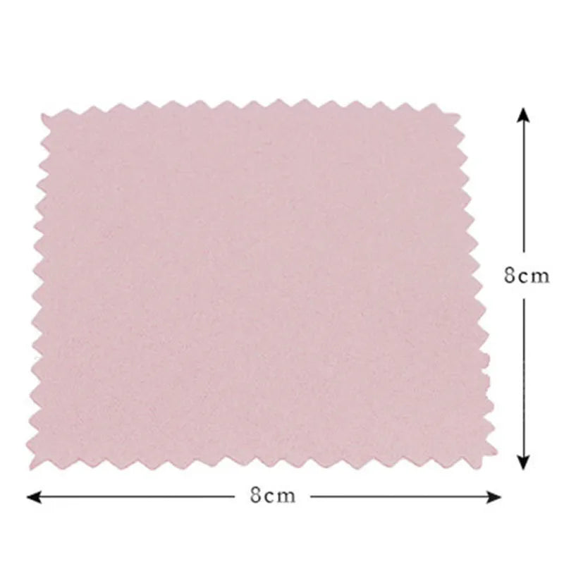50pcs/pack 8cm*8cm Jewelry Polishing Pink Color Fabric Polish Cleaning Cloth Care For 925 Clean Cleaning Cloth Polishing Cloth Leedoar
