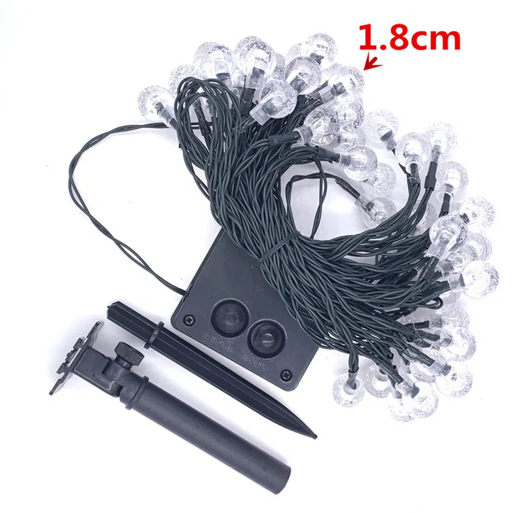 5M 10M Solar Bubble Balls Lamp String Lights Outdoor Water Drops Outdoor Waterproof Orb Christmas Lights Patio Holiday Party Leedoar